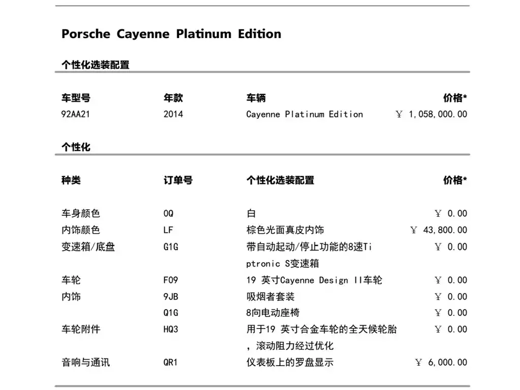 Porsche Cayenne 2014 Cayenne Platinum Edition 3.0T